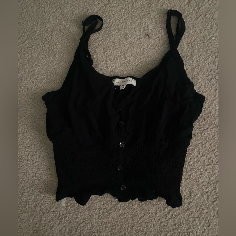 pacsun black ruched tank top